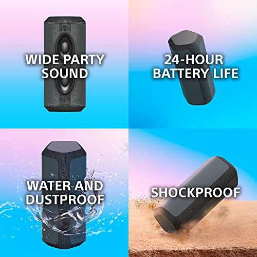Sony SRS-XE300 - Portable wireless Bluetooth speaker with wide sound - waterproof, shockproof, 24 hours battery life and quick charging - Black