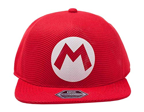 Super Mario Baseball Cap Mario Badge Seamless Official Nintendo Red Snapback One Size