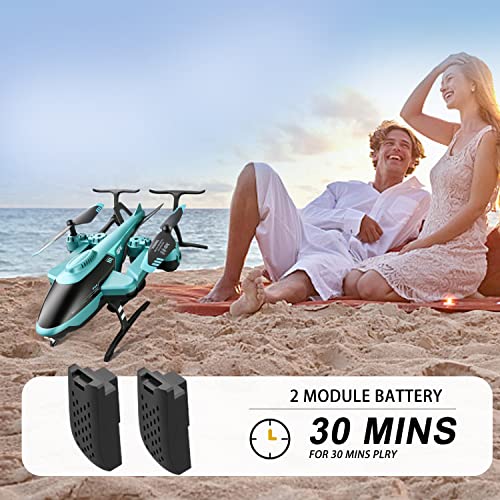 4DRC V10 Remote Control Helicopter, Drone with 1080P Camera, 2.4GHz Aircraft Indoor Flying Toy with High&Low Speed Mode, Altitude Hold,2 Modular Battery for 30 Min Play Boys Girls