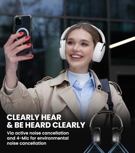 Edifier WH950NB Hybrid Active Noise Cancelling Headphones - LDAC Codec with Hi-Res Audio and Custom EQ via App after 55H Playtime with Foldable Wireless Over-Ear Bluetooth V5.3 Headphones - Ivory