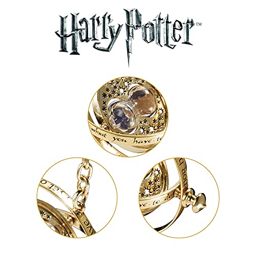 The Noble Collection Harry Potter Hermione’s Time Turner Gold Plated Sterling Silver - Pendant with 18" Chain & Display Box - Officially Licensed Film Movie Props