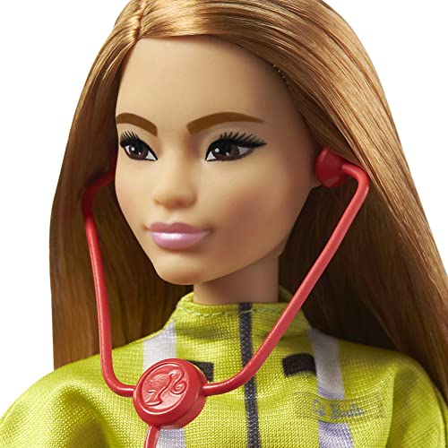 Barbie Paramedic Doll, Petite Brunette (12-in/30.40-cm), Role-play Clothing & Accessories: Stethoscope, Medical Bag, Great Toy Gift for Ages 3 Years Old & Up