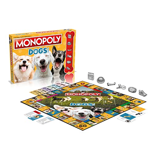 Winning Moves Dogs Monopoly Board Game , Play with your favourite canines from Pomeranian, Siberian Husky and Shiba Inu, 2–6 players makes a great gift for ages 8 plus