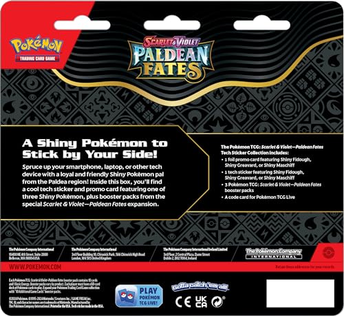 Pokémon TCG: Scarlet & Violet—Paldean Fates Tech Sticker Collection – Maschiff (1 Foil Promo Card & 3 Booster Packs)