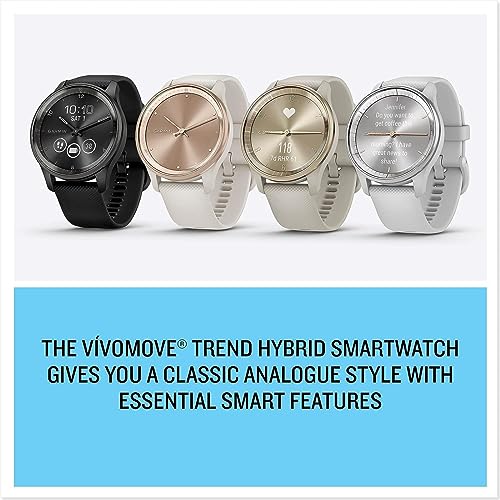 Garmin vívomove Trend, Stylish Hybrid Smartwatch with Health and Fitness functions, Dynamic Watch Hands, Touchscreen Display and up to 5 days battery life, Ivory