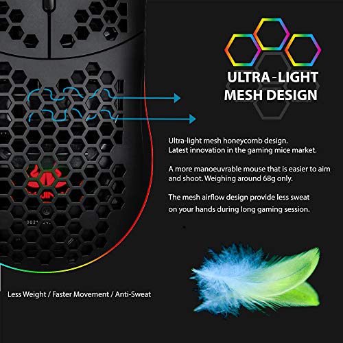 Gaming Mouse SUMVISION RAIJIN X Gaming PC Wired USB Mouse Macro Programmable Software 16.8M Colour RGB LED 30G 12,400 DPI Ergonomic Computer Mice Apple Mac Windows 11 (UK DESIGN FREE UK TECH SUPPORT)