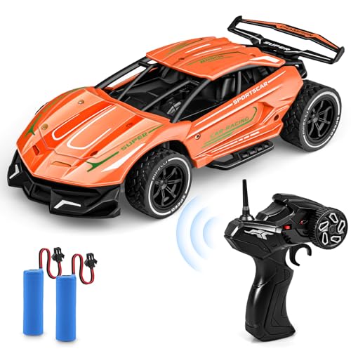 AmyBenton Remote Control Car, 1:20 Scale RC Car Toy Vehicle for Boys Girls, 2.4Ghz 20KM/H High Speed Alloy Body Toy Car, Best Birthday for Boys Girls Age 4 and Up (Orange)