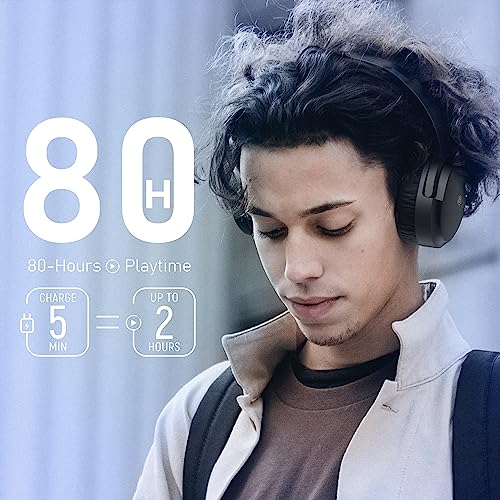 Falebare Active Noise Cancelling Headphones Wireless,80H Playtime Bluetooth Headphones Over Ear with Microphone,Headphones Wireless Bluetooth with Deep Bass for,Travel,Home,Office,Gym