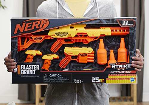 Nerf Alpha Strike Battalion Set - Includes 4 Blasters, 4 Half-Targets, and 25 Official Nerf Elite Darts - For Kids, Teens, Adults