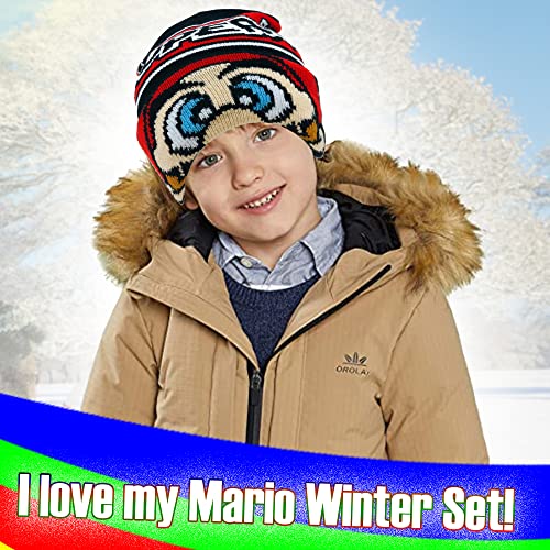 Nintendo Beanie Cap Super Mario Black w/Glove Set 358683