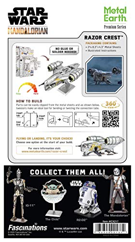 Metal Earth Fascinations ICX217 ICONX 502948 - Star Wars The Mandalorian - Razor Crest™, Laser-Cut 3D Construction kit, 2.5 Metal platinums, from 14 Years