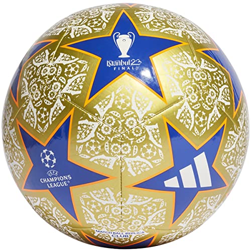 adidas Unisex-Adult UCL Club Ball, Gold Metallic/White/Team Royal Blue/Solar Orange, 5