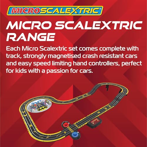 Micro Scalextric Car Race Track Sets for Kids Age 4+ - Batman vs The Riddler Track Builder Construction Set, Battery Powered Car Track, Slot Cars Kids' Play Vehicles - Mini Toy Racing Tracks for Boys