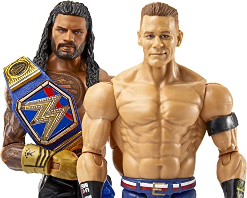 Mattel WWE Roman Reigns vs John Cena Championship Showdown Action Figure 2-Pack with Universal Championship, 6-inch