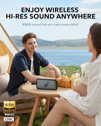 soundcore Motion 300 Wireless Hi-Res Portable Speaker with BassUp, Bluetooth Speaker with SmartTune Technology, 30W Stereo Sound, IPX7 Waterproof, Detachable Strap, for Backyard, Camping and Hiking