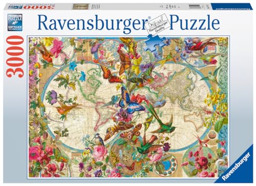 Ravensburger Flora & Fauna World Map 3000 Piece Jigsaw Puzzle for Adults and Kids Age 12 Years Up