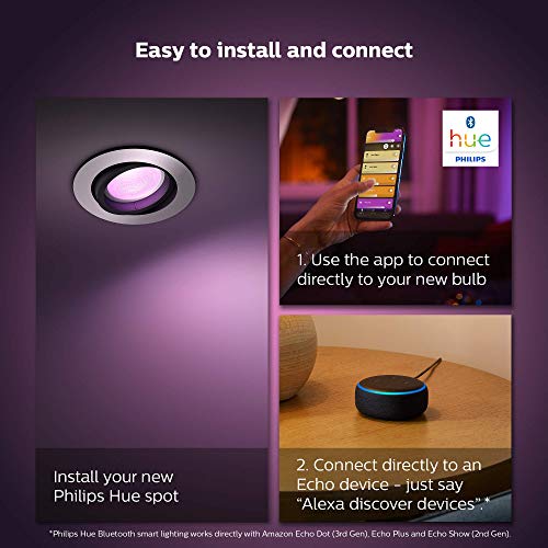 Philips Hue Centura LED Smart Light [Silver - Round] with Bluetooth, Works with Alexa, Google Assistant and Apple Homekit. For Livingroom and Bedroom