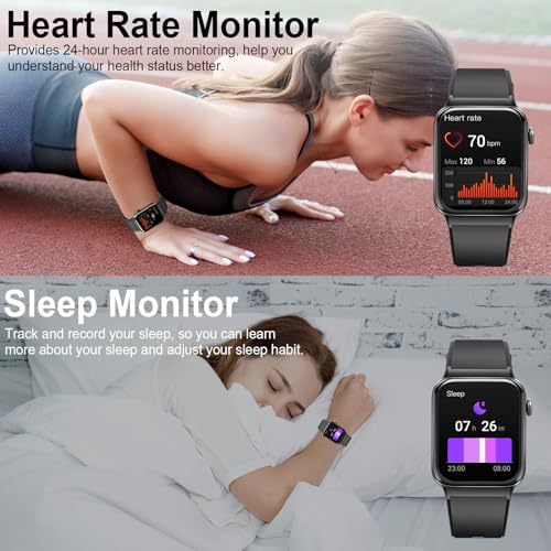 Smart Watch for Men Women Answer/Make Calls, 1.85" Touch Screen Smart Watches with Step Counter, Heart Rate Sleep Monitor, 110+ Sport Modes, Fitness Tracker, IP68 Waterproof Smartwatch for Android iOS