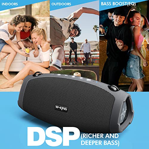 W-KING Portable Bluetooth Speaker Loud, 70W IPX6 Waterproof Outdoor Wireless Speaker, Triple Passive Radiators-Deep Bass/Hi-fi Clear Audio/DSP/42H/Power Bank/TF Card/AUX/EQ for Party,Free Opener(X10)