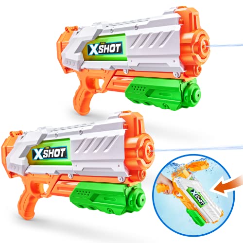 X-Shot Water Fast-Fill Medium Water Blaster 2 Pack, Water Gun, Summer Outdoor Pool Toy (2 Water Blasters Included), mailer box