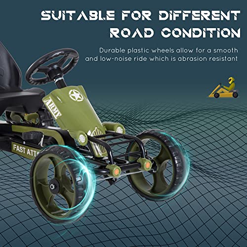 HOMCOM Kids Children Pedal Go Kart Ride On Racer Braking System Adjustable Seat Green