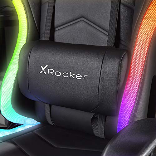 X Rocker Bravo RGB PC Gaming Chair with Neo Motion LED Lighting, Ergonomic High Back Office Chair, Height Adjustable Seat & Swivel, PU Faux Leather, Black