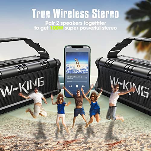 W-KING Bluetooth Speaker, 50W Speakers Wireless Bluetooth 5.0 With Deep Bass, IPX6 Waterproof Loud Bluetooth Speaker With 40H Playback/Two Portable Speakers Pairing/TF Card/EQ/NFC for Outdoor Party