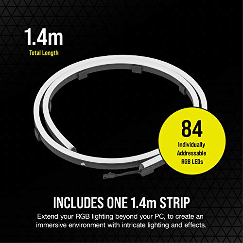 Corsair iCUE LS100 Smart Lighting Strip Expansion Kit 1.4 m (Individually Addressable LEDs, Built-In Light Diffusion, Easy Installation) Includes 1 x 1.4 m Strip