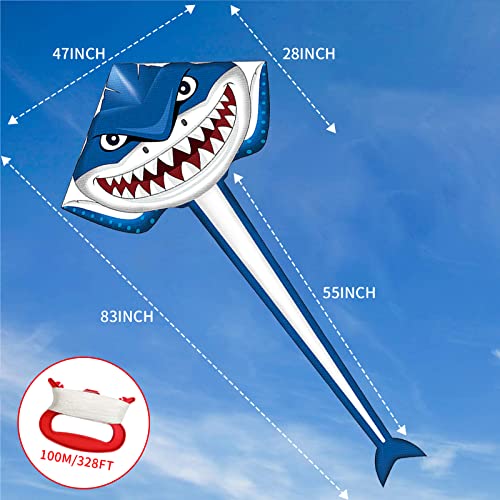 Hymaz Shark Kite, Kites for Kids Adults Easy to Fly, Huge Kid Kite with Kites Handle & String for Girls Boys Beach Park Outdoor Activites Game