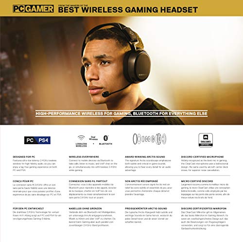 SteelSeries Arctis 9 - Dual Wireless Gaming Headset - Lossless 2.4 GHz Wireless + Bluetooth - 20+ Hour Battery Life - For PC, PlayStation 5 and PS4, Black