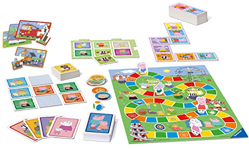 Ravensburger Peppa Pig 6-in-1 Games Compendium For Kids & Families Age 3 Years and Up - Bingo, Dominoes, Snakes & Ladders, Checkers, Playing Cards and Memory Game