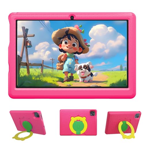HighJoy Kids Tablet 10 inch Android 13 Tablet for Kids, Quad-Core 6GB RAM 64GB ROM 5MP+8MP Camera 5000mAh Battery, Parental Control, WIFI, Bluetooth, 12-month warranty (Pink)