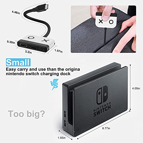 Switch Dock for Nintendo Switch OLED, 3 in 1 Switch TV Adapter with 4K HDMI, USB 3.0 Port, Type C 65W PD Charging, Portable Docking Station Travel for Nintendo Switch/Switch OLED