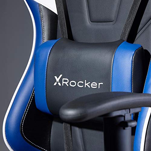 X-Rocker Agility Sport eSport Gaming Racing Desk Chair, Ergonomic Adjustable Computer Office Chair with Adjustable Lumbar Support and Headrest Pillow, Adjustable Swivel, 3D Armrests - Blue