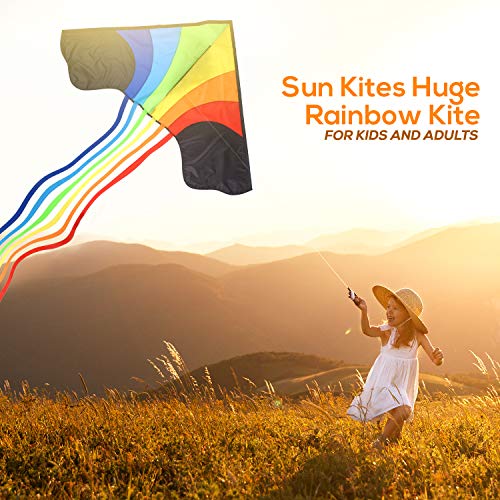 Original Rainbow Kite For Children And Adults - Very Easy To Fly Kite - Family Fun For All - Great Outdoor Toy For Beginners - Built To Last - Makes a Great Gift or Stocking Filler