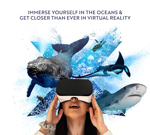 Let's Explore Oceans VR Headset for Kids & Adults, STEM Educational Virtual Reality Headsets/AR Glasses VR Set for Android Smartphones & iPhone