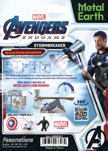 Fascinations Metal Earth Marvel Stormbreaker 3D Metal Model Kit Bundle with Tweezers