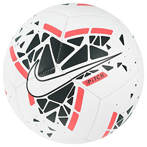 Nike Unisex-Adult Nike Pitch Soccer Ball SC3807 white/black/laser crimson/white 4