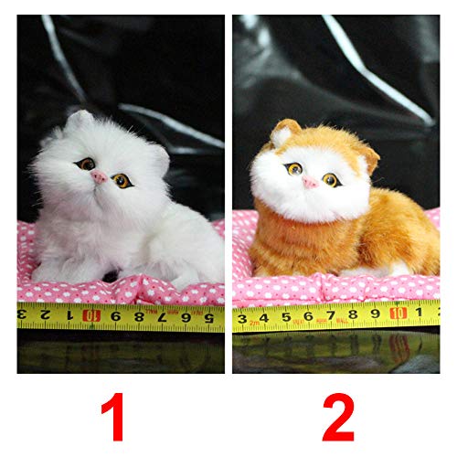 DAMENGOTA Simulation Cat Toy, Cute Animal Plush Toys for Kids, Kitten Stuffed Doll Cat Realistic Toy with Soft Mat Bed for Children's Birthday Gift, White