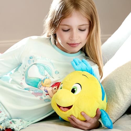 Disney Store Official Flounder Medium Soft Toy, The Little Mermaid, 34.5cm/13”, Ariel's Best Friend, Plush Cuddly Fish with Embroidered Details and Shimmer Finish, Suitable for Ages 0+