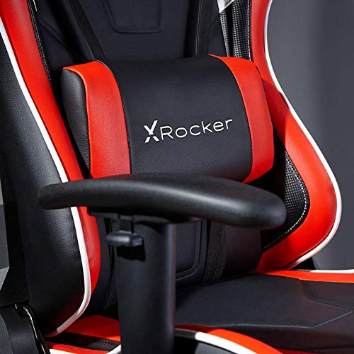 X-Rocker Agility Sport eSport Gaming Racing Desk Chair, Ergonomic Adjustable Computer Office Chair with Adjustable Lumbar Support and Headrest Pillow, Adjustable Swivel, 3D Armrests - Red