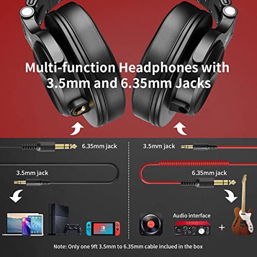 OneOdio DJ Headphones, Over Ear Headphones for Studio Monitoring and Mixing, Professional Headset with Stereo Bass Sound, Foldable Headphones Suitable for Electric Drum Keyboard Guitar Amplifier