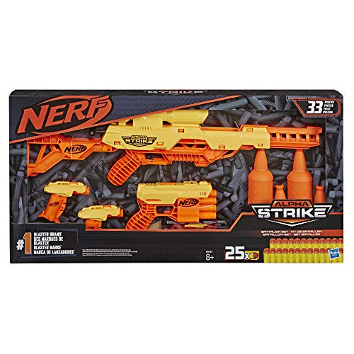 Nerf Alpha Strike Battalion Set - Includes 4 Blasters, 4 Half-Targets, and 25 Official Nerf Elite Darts - For Kids, Teens, Adults