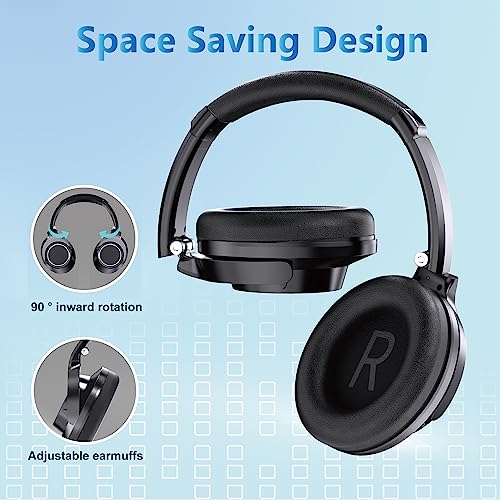 Wireless Headphones Over Ear,Headphones Wireless Bluetooth,70H Playtime and 3 EQ Wireless Headphones with Microphone,Foldable Lightweight Bluetooth 5.1 Headphones for Travel/Office/Cellphone/PC