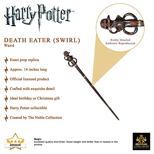 The Noble Collection - Death Eater Swirl Wand In A Standard Windowed Box - 14in (35cm) Wizarding World Wand - Harry Potter Film Set Movie Props Wands