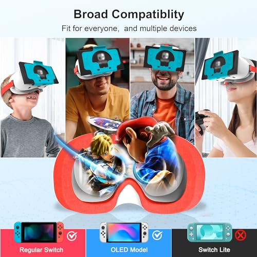 DEVASO VR Headset for Nintendo Switch & Switch OLED Model, 3D VR Glasses with Adjustable Lens for Virtual Reality Gaming Experience, Switch VR Labo Goggles Headset for Nintendo Switch