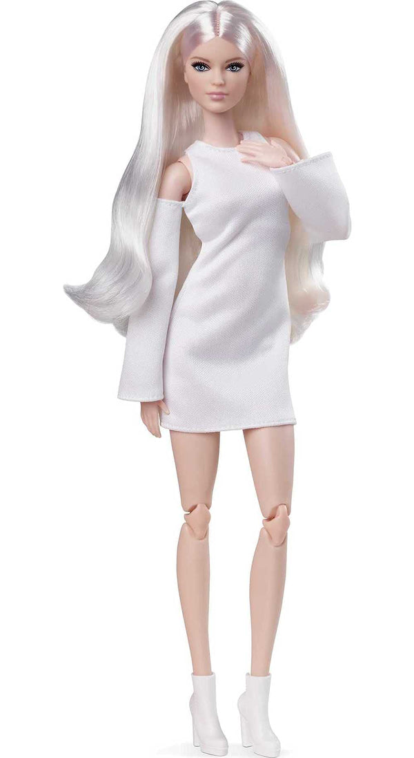 Barbie Signature Barbie Looks Doll (Tall, Blonde) Fully Posable Fashion Doll Wearing White Dress & Platform Boots, Gift for Collectors, GXB28
