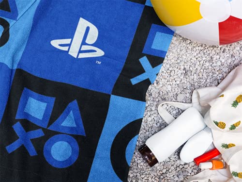 PlayStation Official Beach Towel Controller Icons Check Design - 70 x 140cm - 100% Cotton