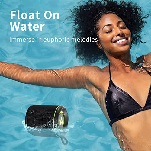 HEYSONG Portable Bluetooth Speakers with HD Sound, Small Waterproof Shower Speaker with Microphone, RGB Lights, Pairing for Beach, Travel, Camping, Office, Home & Outdoors, Birthday Gift, Black