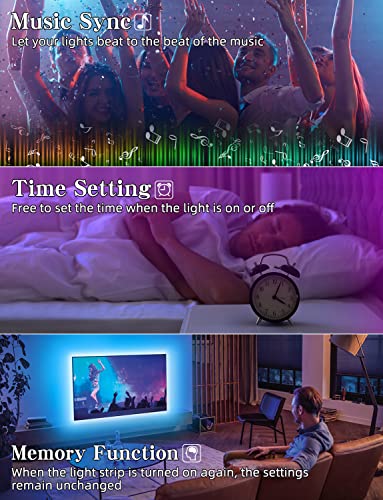 Daymeet Led Lights for TV, 5M Smart LED TV Backlights for 55-85 inch USB TV Monitor Behind Lighting Color Changing RGB TV Led Light Strip with Remote Music Sync Bluetooth APP Control for Bedroom